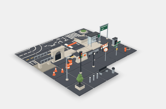 Low Poly Road Kit & Street Assets 3D Model V2 preview