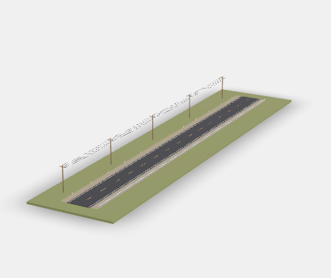 Low Poly Road with Power Lines 3D Model preview