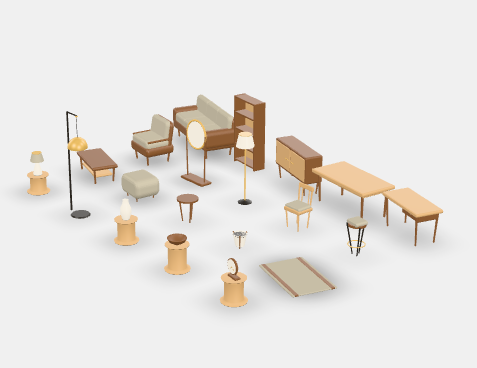 Low Poly Home Furniture Collection 3D Model preview