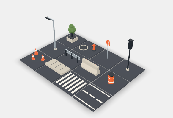 Low Poly Road Kit & Street Assets 3D Model preview