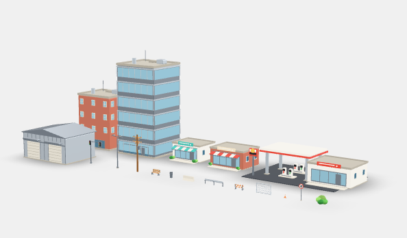 Low Poly City Street Props Kit 3D Model Pack preview