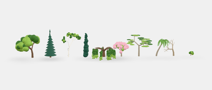 Low Poly Stylized Trees Collection 3D Model Pack preview