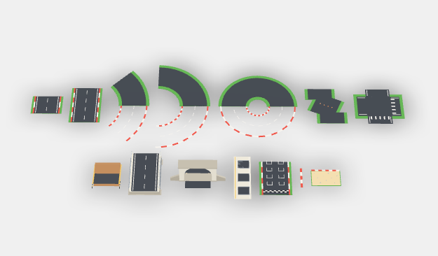 Low Poly Modular Track & Road Parts Kit 3D Model Pack preview