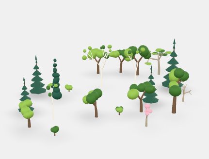 Low Poly Grove & Forest Tree Pack 3D Model preview
